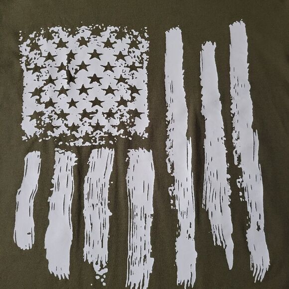 Women's Army Green American Flag Graphic Crewneck Short Sleeve Tee - Picture 9 of 12